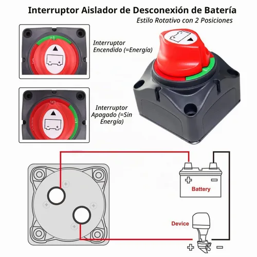 Vista 3 de Interruptor maestro de desconexión de batería, 12 V-48 V, impermeable, interruptor de apagado de encendido y apagado, 275 amperios de alta corriente