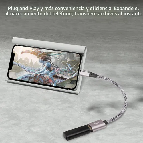 Vista 5 de Adaptador USB-C a USB 3.1 (Paquete de 2), Cable OTG tipo C trenzado de nylon USB C macho a USB A 3.0 hembra para iPhone 15, iPhone 15 ProMax Paquete