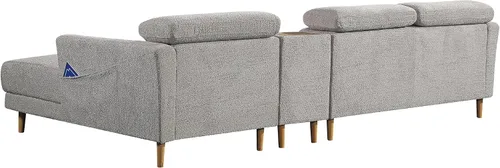 Vista 5 de Betsy Furniture Cómodo sofá seccional de microfibra en forma de L de 120 pulgadas con diván, cabezales ajustables, consola de almacenamiento