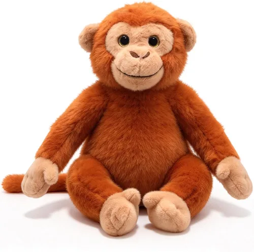 Vista 9 de Peluche de chimpancé de 14 pulgadas, peluche suave de animales de la selva Chimpancé - Marrón