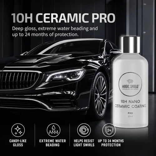 Vista 5 de Magic Shield Revestimiento de cerámica PRO 10H – Autorreparable Larga duración para 2 coches + Protección avanzada de SiO2 Fácil aplicación