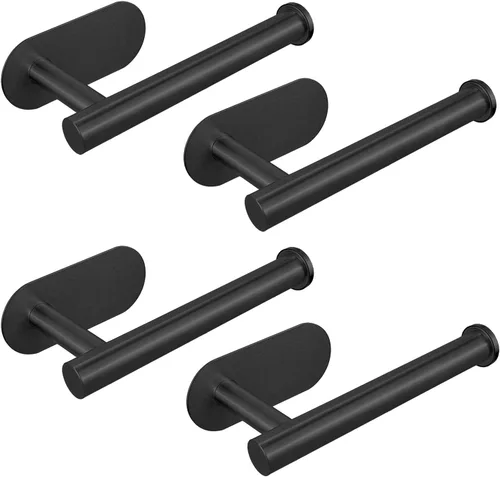 Vista 10 de Soporte para papel higiénico autoadhesivo, sin taladrar para baño, baño, baño, soporte de pared, acero inoxidable (negro)
