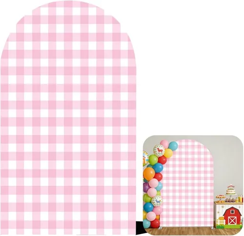 Vista 10 de Telón de fondo de arco Chiara, fundas elásticas de tela de elastano para puerta de granja para cumpleaños, baby shower, decoración de fiesta