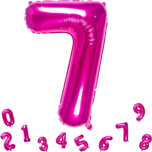 Vista 10 de Globos de aluminio de 32 pulgadas color rosa con el número 0, suministros de decoración de fiesta de cumpleaños (globo rosa número 0)