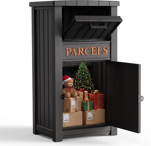 Vista 11 de Cajas de entrega del paquete para el exterior, diseño seguro bloqueable de Negro