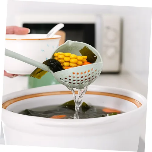 Vista 2 de Cuchara de sopa de paja de trigo 2 1 Cucharas de gachas de mango largo Cucharas de sopa Laddle Suministros de cocina Cuchara de paja de trigo