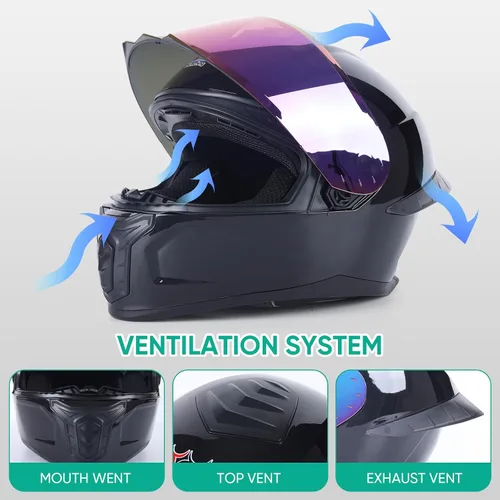 Vista 4 de Full Face Motorcycle Racing Street Bike Helmet with Cycling Glasses and Visor for Unisex-Adult