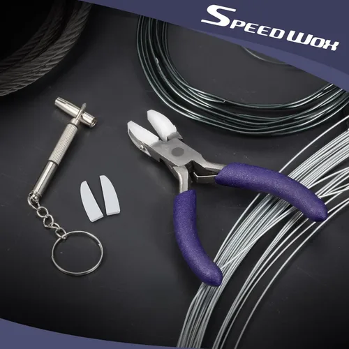 Vista 2 de SPEEDWOX Alicates de punta plana de 3.5 pulgadas, alicates de mandíbula de nailon con un par de mandíbulas de nailon de repuesto y un