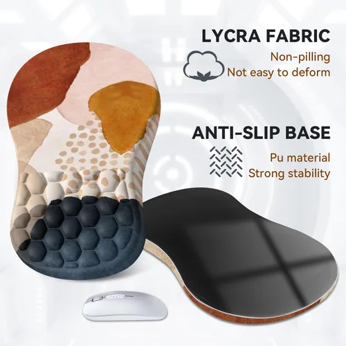 Vista 4 de AIMSA Alfombrilla de mouse con soporte para reposamuñecas, ergonómica, diseño de espuma viscoelástica, alivio del dolor, cómoda base de poliuretano
