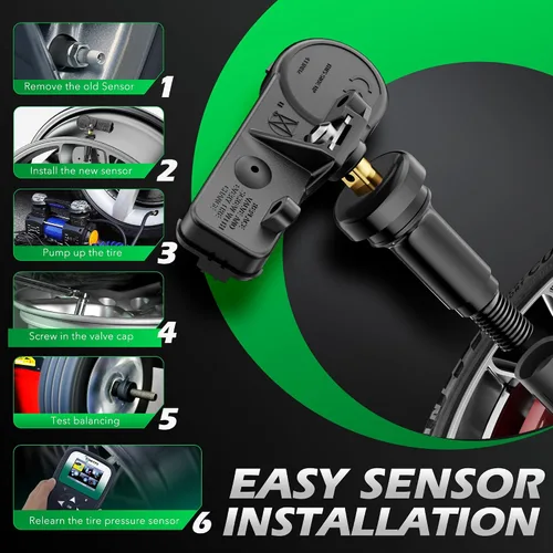 Vista 5 de CDWTPS TPMS Sensor Dodge, paquete de 4 sensores de sistema de monitoreo de presión de neumáticos de 433 MHz, compatible con Dodge Jeep Ram