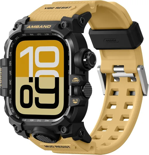 Vista 11 de amBand - Carcasa compatible con Apple Watch SE 3/SE 2/SE/6/5/4 de 1.732 pulgadas, M3 de 1.732 pulgadas, resistente correa táctica, protector