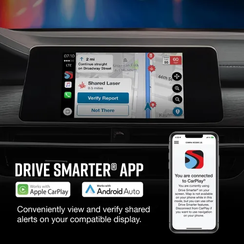 Vista 5 de Detector de Radar Láser Cobra RAD 480i – Detección de Largo Alcance, Bluetooth, Compatible con Apple CarPlay y Android Auto, Detección Delantera