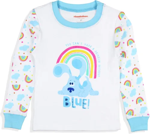 Vista 2 de Nickelodeon - Conjunto de pijama de raglán para niños pequeños, diseño de pistas azules