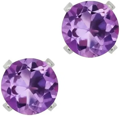 Vista 7 de Gem Stone King Juego de 3 aretes redondos de amatista, citrino y peridoto de 0.157 in para mujeres y hombres en plata de ley 925, Plata de ley