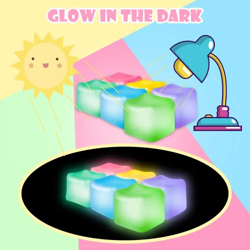 Vista 4 de 2 Cubos Antiestrés que Brillan en la Oscuridad, Fidgets para Adolescentes, Adultos, Niños, Juguete Súper Sólido Aplastable, Juguetes para Apretar