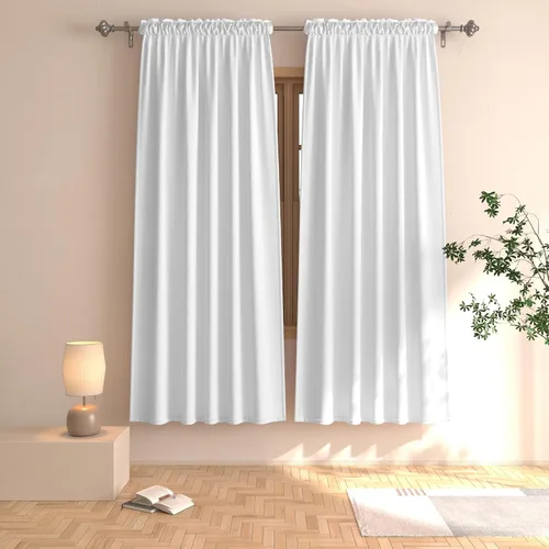 Vista 54 de UPOPO Cortinas beige de 45 pulgadas de largo para oscurecer la habitación, paneles de cortina para ventana, bolsillo para cortinero, cortinas