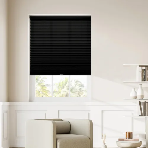 Vista 4 de DEZ FURNISHINGS Persiana plisada filtrante de luz con listones de 1 pulgada, sin cordón, de tela, 20 pulgadas de ancho x 64 pulgadas de alto