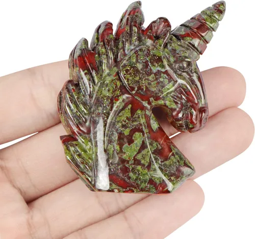 Vista 4 de Artistone Estatua de piedra preciosa de cristal de unicornio de 2 pulgadas, colección de esculturas tallada a mano con piedra curativa de Reiki