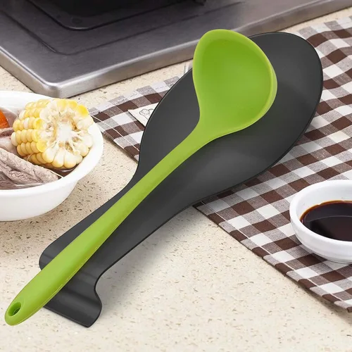 Vista 3 de LIANYU Soporte para cuchara negro para encimera de cocina, espátula de acero inoxidable, soporte para utensilios de cuchara y cucharón apto