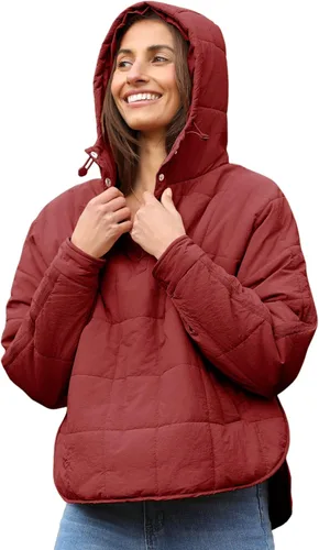 Vista 14 de QIBABU Chaqueta acolchada con capucha de gran tamaño para mujer, ligera, acolchada, manga larga, abrigo de invierno cálido