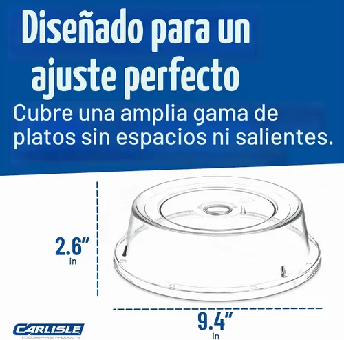Vista 5 de Carlisle FoodService Products Cubierta plástica comercial de la placa, 8-11/16" a 9-1/8", transparente, grande