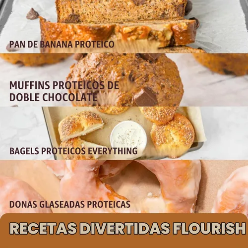 Vista 4 de Flourish - Mezcla de proteínas para panqueques y waffles, aislado de proteína de suero y semillas de lino, sin OMG, sin azúcar añadido