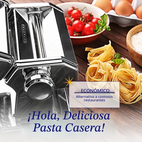 Vista 7 de Nuvantee Máquina para hacer pasta con 7 ajustes de grosor ajustable, máquina de fideos 3 en 1 con rodillos y 2 cortadores de ancho para espaguetis