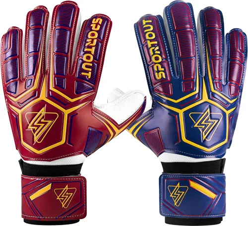 Vista 7 de Guantes de portero Sportout, guantes de portero con protección para los dedos, guantes de portero de fútbol transpirables, látex de 4 mm