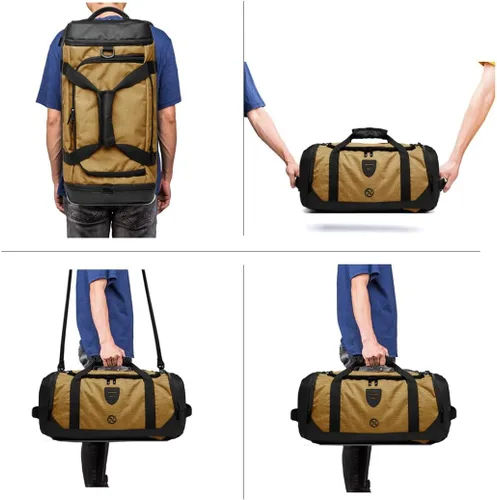 Vista 6 de Bolsa de lona para gimnasio, mochila deportiva impermeable, bolsa de viaje para hombres y mujeres, bolsa de noche con compartimento para zapatos