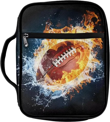 Vista 31 de Funda para la Biblia de Béisbol con Impresión de Agua y Fuego para Niños, Fundas Ligeras para la Biblia, Bolso de Mano para Estudio de la Biblia