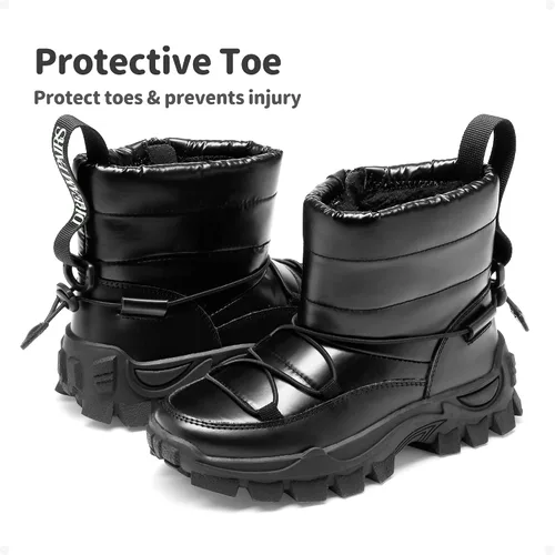 Vista 5 de DREAM PAIRS Botas de nieve para niñas y niños, antideslizantes, cálidas al aire libre, zapatos de invierno para niños pequeños