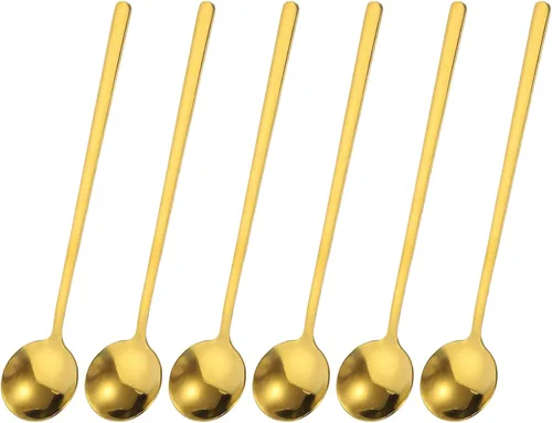 Vista 8 de uxcell 6 cucharas de café de acero inoxidable de 5 pulgadas, mini cucharadita de café para café, postre, helado, pastel, dorado, 6