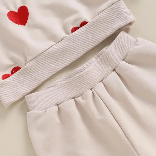 Vista 4 de Molgkyo Conjunto de sudadera de manga larga con estampado de letras para el día de San Valentín, 2 piezas, ropa de primavera
