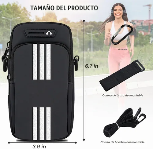 Vista 2 de Soporte para teléfono para correr, brazalete, bolso cruzado para teléfono celular, para mujeres, hombres, niños, iPhone 17, 16, 15, 14, 13, 12, 11
