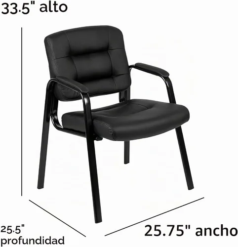 Vista 3 de Flash Fundamentals LeatherSoft - Silla de recepción ejecutiva con marco de metal negro