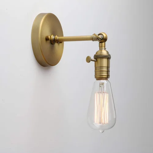 Vista 6 de PERMO lámpara estilo candelabro de metal industrial vintage para montar en pared Mini única (cepillado)