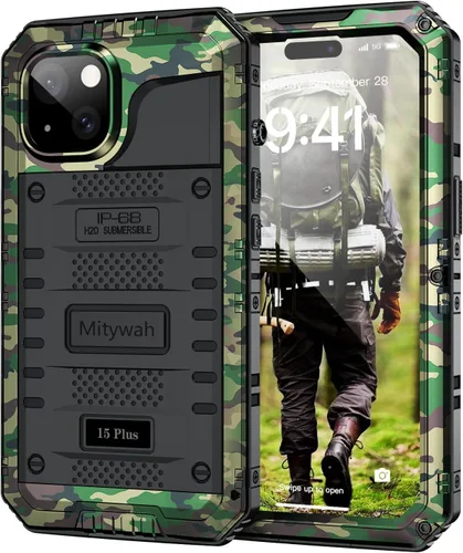 Vista 146 de Mitywah Funda impermeable para iPhone 7/iPhone 8 / iPhone SE 2020, funda de metal resistente de grado militar, protección de cuerpo completo