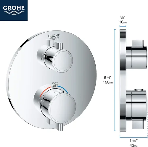 Vista 9 de GROHTHERM® SMARTCONTROL DE LA FUNCIÓN ÚNICA DE LA VÁLVULA TERMOSTÁTICA DE 2 MANIJAS Estrella Cromo Claro