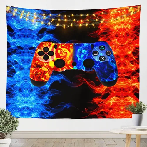 Vista 17 de Tapiz de juegos para niños pequeños de 51 x 59 pulgadas, tapices de decoración de sala de juegos para adolescentes, consola de juegos para niños