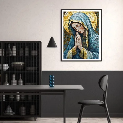 Vista 3 de MaiYiYi Kit de pintura de diamantes de oración de Virgen María, taladro redondo completo 5D, kit de punto de cruz, juego de pintura de diamante