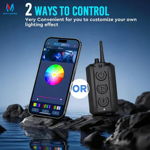 Vista 4 de MICTUNING C3 Luces de Roca RGBW Extensibles - 4 Módulos de Luces de Neón Multicolor para Bajos con Aplicación Bluetooth y Caja de Control