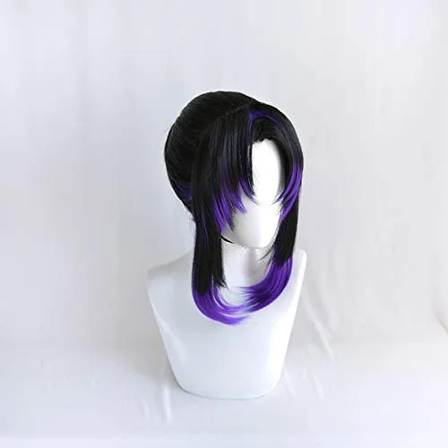 Vista 2 de Peluca de cosplay Demon Slayer Kimetsu no Yaiba Kochou Shinobu peluca Cosplay traje resistente al calor pelo sintético mujeres Cosplay pelucas