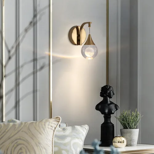 Vista 3 de Aplique de pared de luna para interiores, lámpara de pared de cristal, moderna, regulable, luz LED de pared para dormitorio, baño, sala de estar
