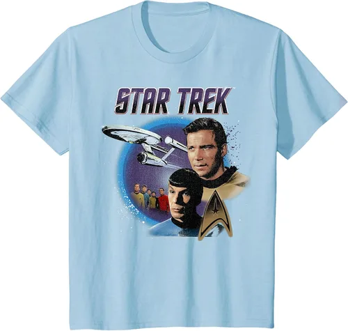 Vista 58 de Star Trek Original Series Vintage Enterprise T-Shirt Baby Blue