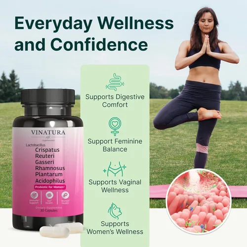 Vista 5 de VINATURA Lactobacillus Rhamnosus, Reuteri, Gasseri, Plantarum, Crispatus, Acidophilus Probióticos - Probióticos para mujeres *Hecho y probado