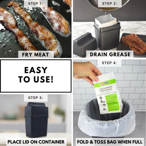 Vista 2 de Sistema de atrapador de grasa/contenedor de almacenamiento de grasa con doce bolsas de grasa desechables para grasa de tocino y eliminación