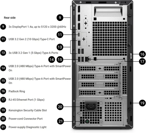 Vista 4 de Dell Pro Tower Plus QBT1250 - Escritorio empresarial, Intel Core Ultra 5-235, RAM DDR5 de 16 GB, SSD PCIe de 1 TB, DVDRW, 3x4K DP, Copilot AI