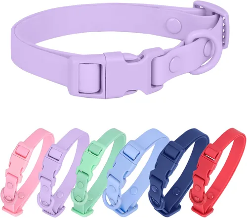 Vista 5 de Collar de perro impermeable de goma suave con hebilla de seguridad, collares ajustables para mascotas para perros pequeños, medianos y grandes