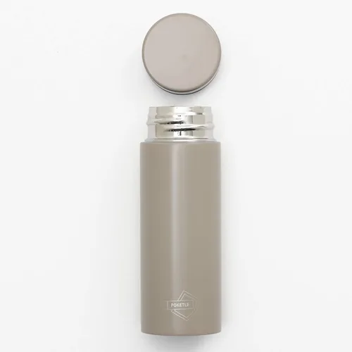 Vista 2 de IPPINKA Poketle - Botella aislada personal, pequeña, 4.1 fl oz, acero inoxidable, ligera, color beige