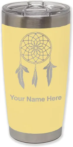 Vista 14 de LaserGram Vaso aislado al vacío de 20 onzas, atrapasueños, grabado personalizado incluido (negro) Engraved Gift, Vacuum Insulated Stainless Steel